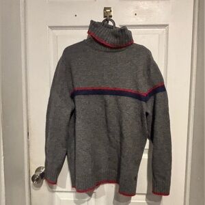 Moschino Jeans men’s wool turtleneck sweater, asymmetrical stripe, wool, medium